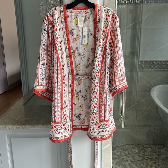 Alice + Olivia Domino Satin Floral Belted Kimono - Picture 8 of 13